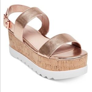 Rose gold Steve Madden platform sandals